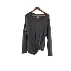 Offline Aerie Womens Gray Ribbed Scoop Neck Long Sleeve Faux Knot Sweater Medium